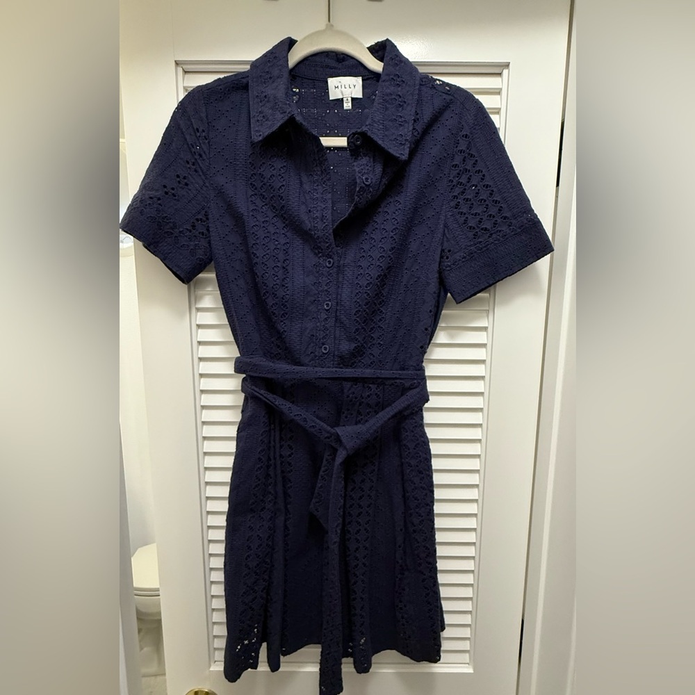 Milly Navy Eyelet Dress